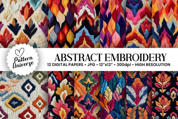 Abstract Floral Embroidery for Creative Projects