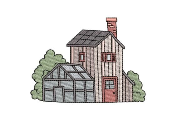 Charming White Farmhouse for Business Embroidery