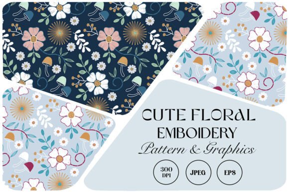 Cute Floral Embroidery Pattern for Versatile Use