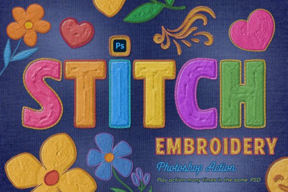 Embroidery Photoshop Action for Apparel