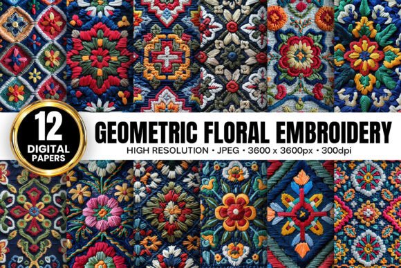 Exploring Geometric Flowers Embroidery Patterns