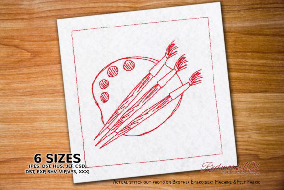 Painting Brushes on Palette: A Creative Embroidery Design