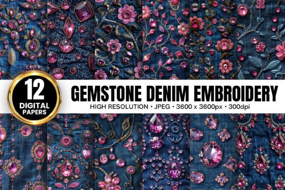 Pink Gemstones Embroidery for Charming Gifts